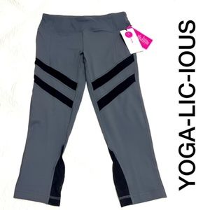 NWT YOGA LICIOUS WOMEN'S ACTIVE POWER MESH BLOCK CAPRI LEGGENGS